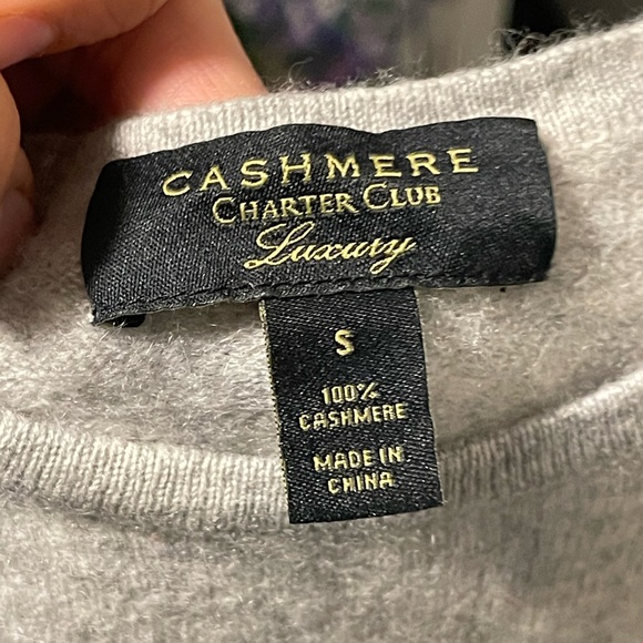 Charter Club Cashmere Sweater - Light Gray - Picture 4 of 5